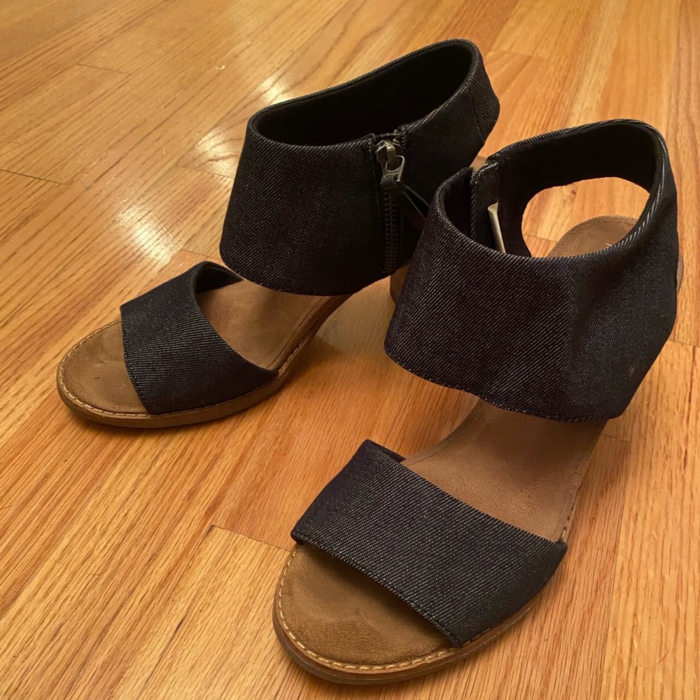 TOMS Majorca denim block heel 8.5